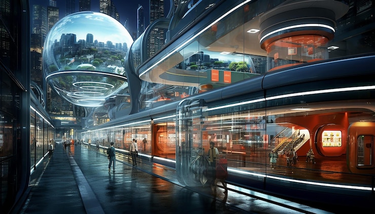Foto un diorama futurista de la era espacial de alta tecnología