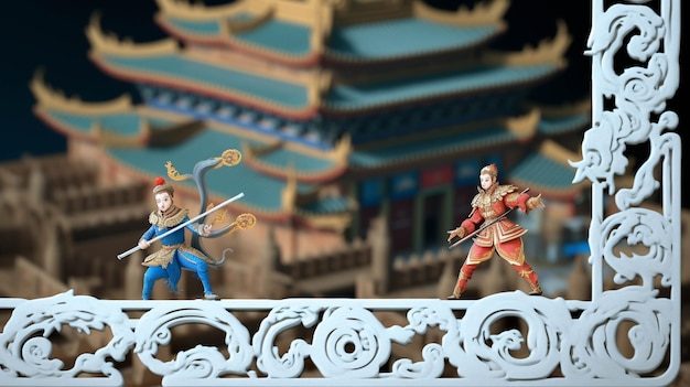 Foto diorama en miniatura el monumento conmemorativo nacional de chiang kai-shek fotografía de alta definición papel tapiz creativo