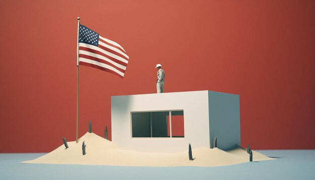 Diorama del minimalismo del día de los veteranos