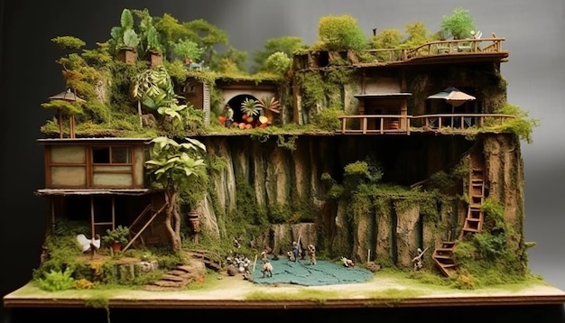 Diorama sesión de fotos profesional Modelos mínimos concepto en miniatura