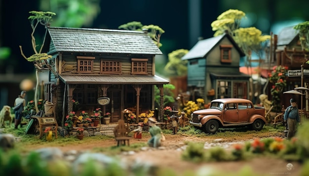 Diorama sesión de fotos profesional Modelos mínimos concepto en miniatura