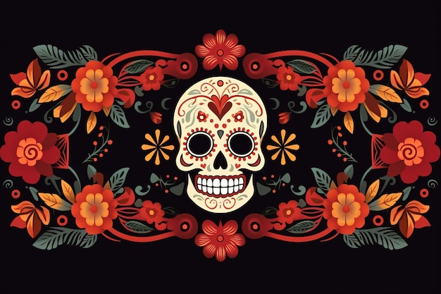 Dios de los muertos-Banner mit faszinierenden Designs und freiem Bereich für personalisierten Text