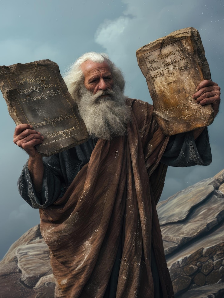Foto dios le dio a moisés los diez mandamientos en el monte sinaí un momento crucial en la historia bíblica revelación divina y guía moral a moisés para el viaje espiritual humano