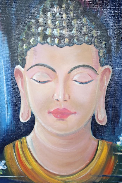 Foto dios goutama buda pintura sobre lienzo