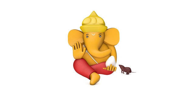 Dios hindú Ganesha Estatua Hindú sanatan Religión Festival Concepto Dios elefante 3D Render imagen de ilustración