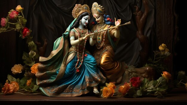 El dios hindú Krishna y el ídolo de Radha