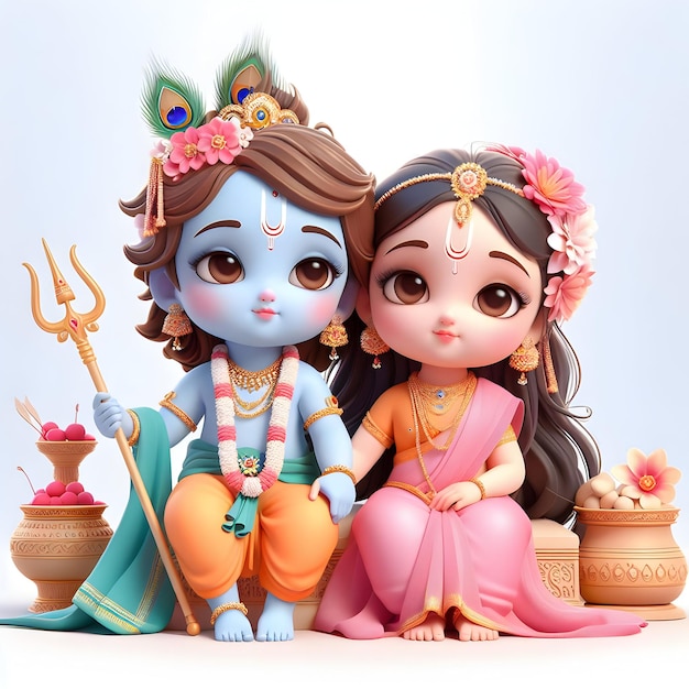 Foto el dios hindú krishna y radha