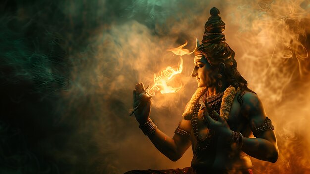 El dios Shiva con fuego.