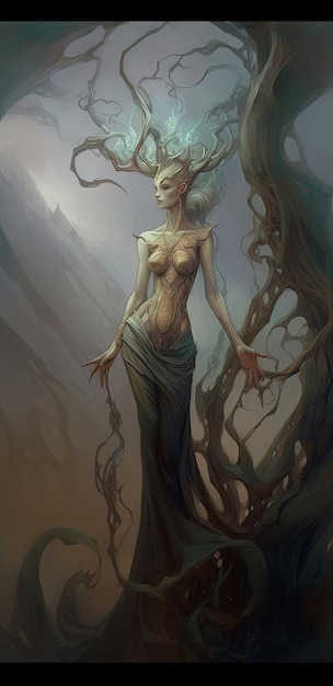 La diosa elfa de la locura de Peter Mohrbacher