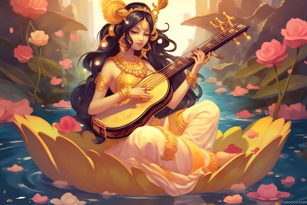 Foto diosa hindú saraswati