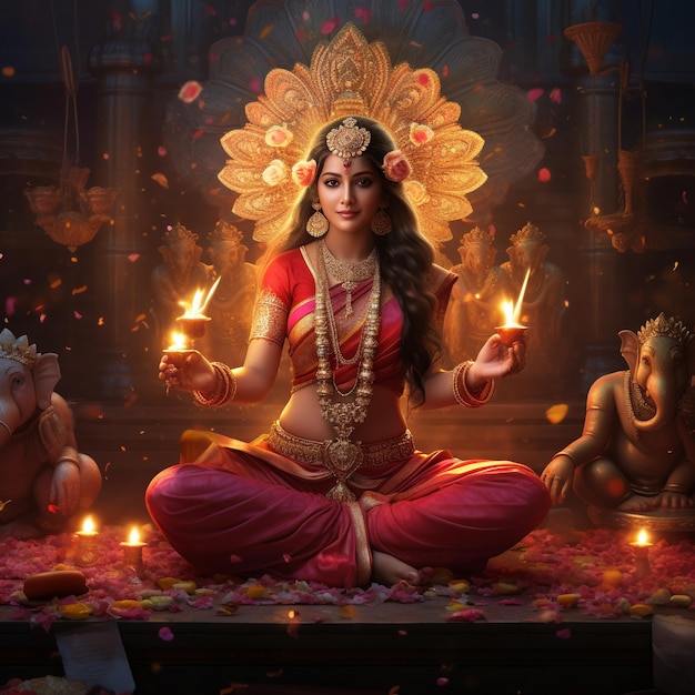 Foto la diosa lakshmi maa lakshni devi lakshmin imágenes artificiales de maa lakhmi imágenes reales de laksh mi imágenes de diwali