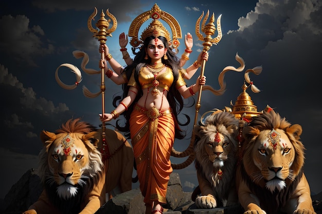 Diosa Maa Durga Feliz Navratri Feliz Durga Puja Subh Navratri fondo