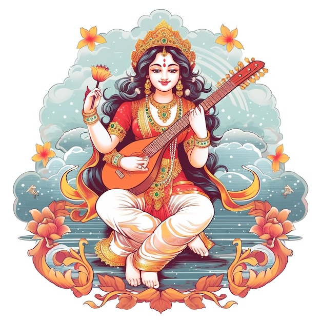 Diosa de la Sabiduría Saraswati para Vasant Panchami Generativo ai