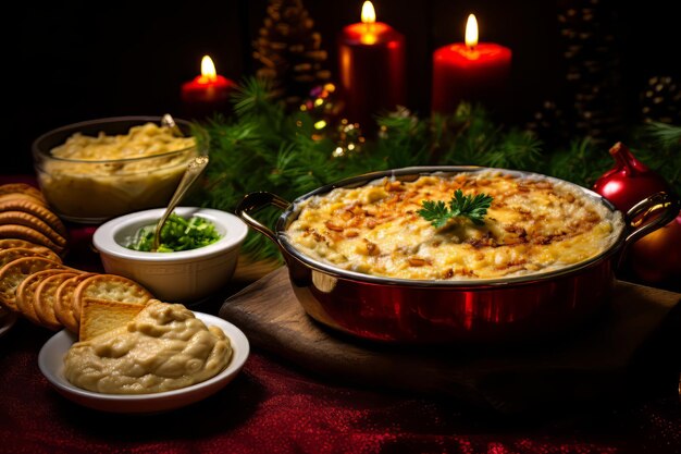 Dip cremoso de cebolla francesa comida para la cena navideña