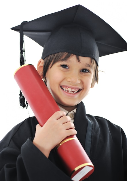 Diploma, graduar, pequeno, estudante, criança, sucedido, escola elementar