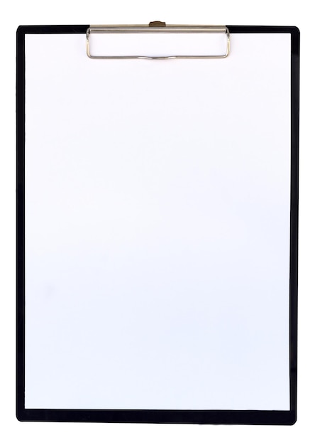 Direkt über der Aufnahme des Clipboards auf weißem Hintergrund