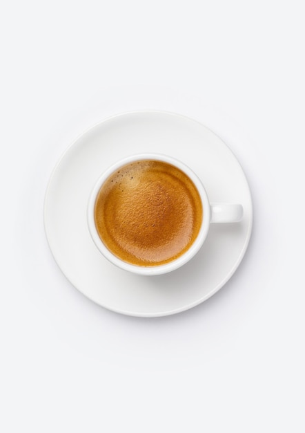 Diretamente acima da foto de café em fundo branco