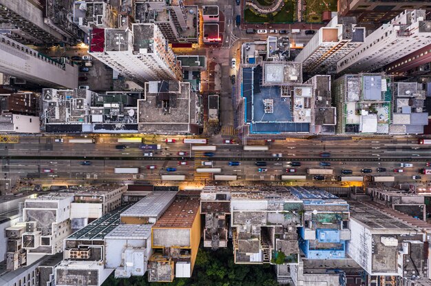 Foto diretamente acima da tomada de edifícios na cidade