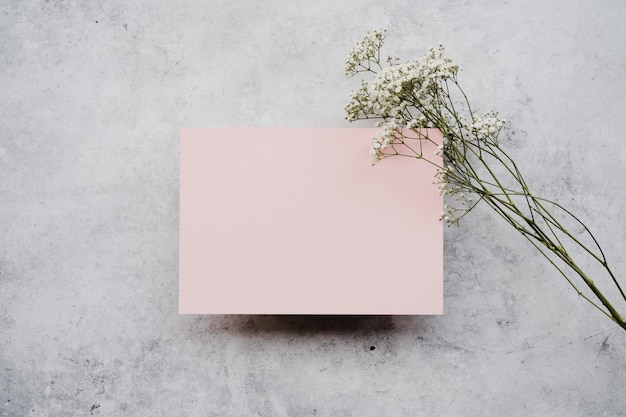 Diretamente acima do tiro de papel e flor na mesa