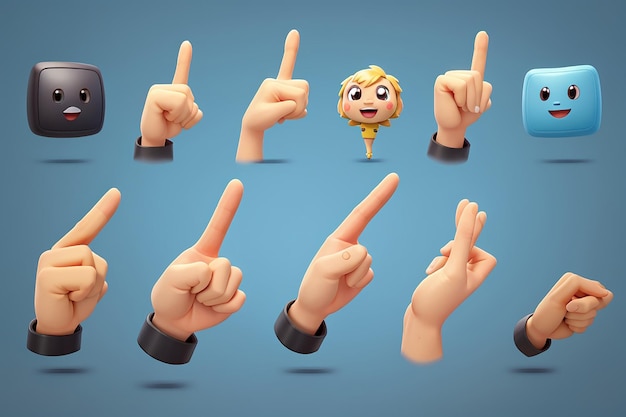 Foto dirigir la atención diseño de íconos de señalamiento de la mano en 3d