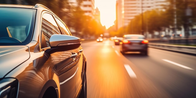 Dirigir um carro na estrada à noite