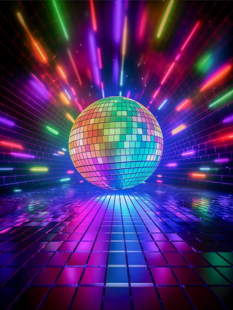 Disco-Ball mit Neonlicht für Retro-Veranstaltungen und Nostalgie-Musik- und Tanzfeiern