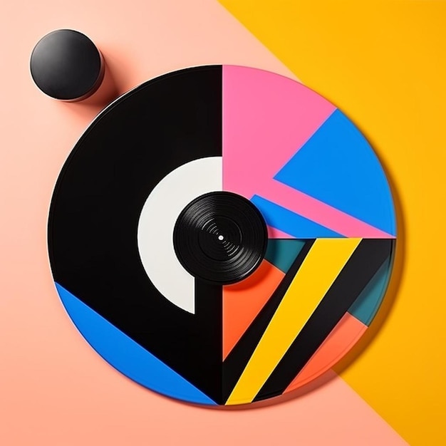 un disco colorido con un disco en la parte superior