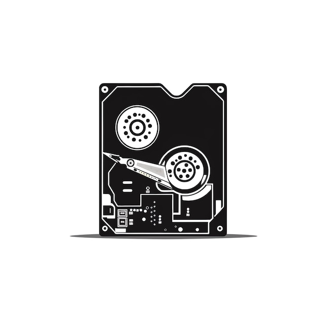 Foto un disco duro de computadora en blanco y negro