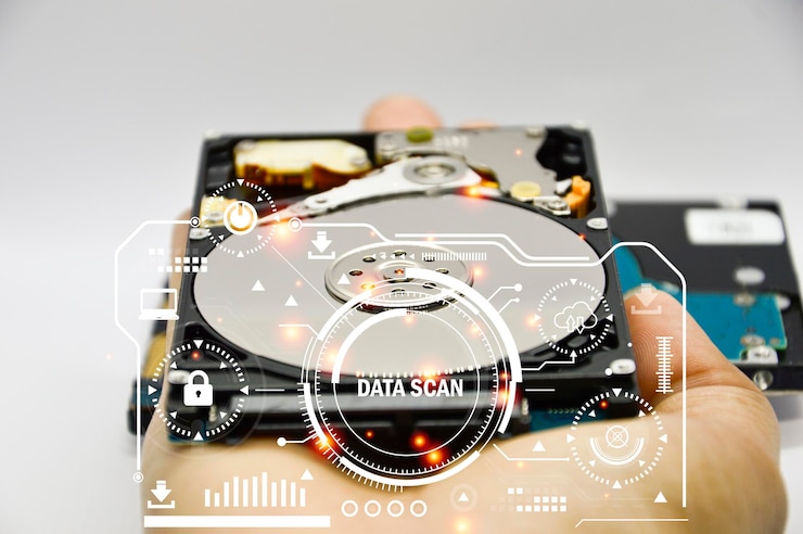 Foto el disco duro es un importante concepto de dispositivo de almacenamiento de protección de datos con seguridad