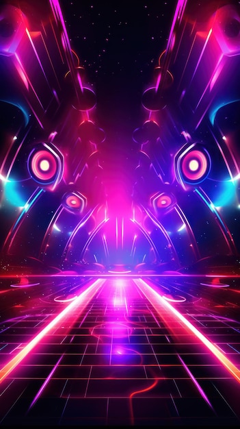 Disco Nachtclub Neon Hintergrund Illustration AI GenerativexA