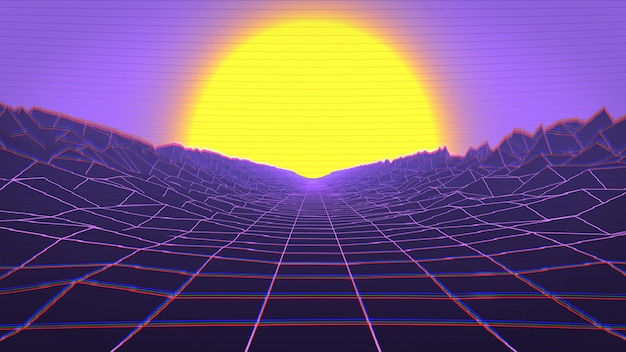 Disco road en estilo retro del futuro 3D