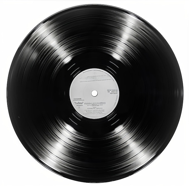 Foto disco de vinilo negro aislado sobre un fondo blanco