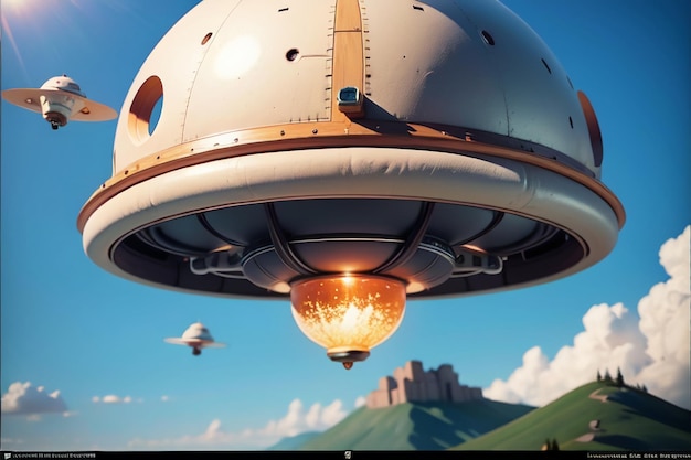 Disco voador alienígena UFO nave espacial UFO civilização avançada aeronave papel de parede fundo