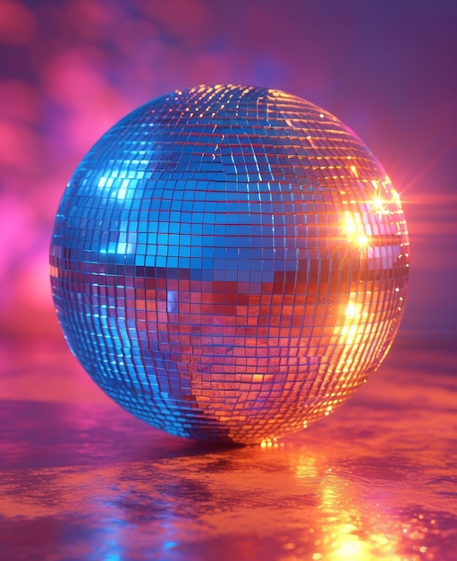 Discoball Ein Disco-Ball auf einer reflektierenden Oberfläche