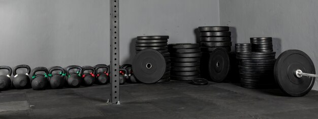 Foto discos de peso para barra de gimnasio de crossfit