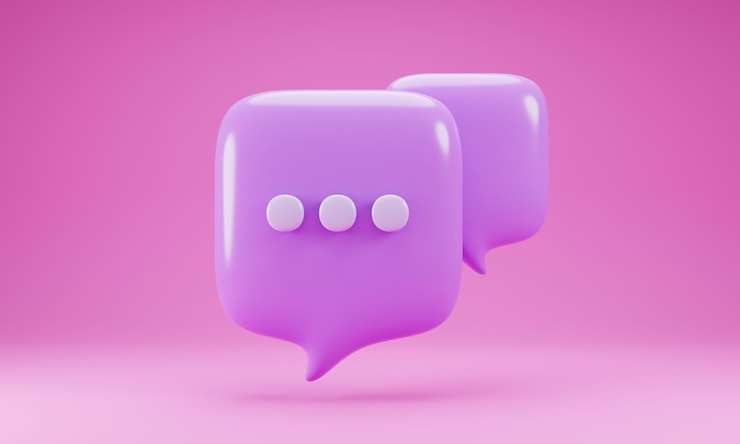 Foto discurso de burbuja de renderizado 3d aislado sobre fondo rosa ilustración de renderizado 3d