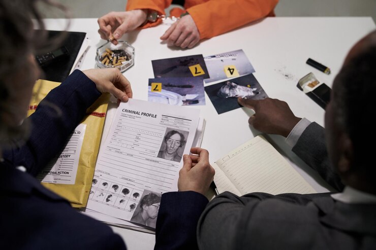 Foto discusión de los expedientes durante la investigación criminal