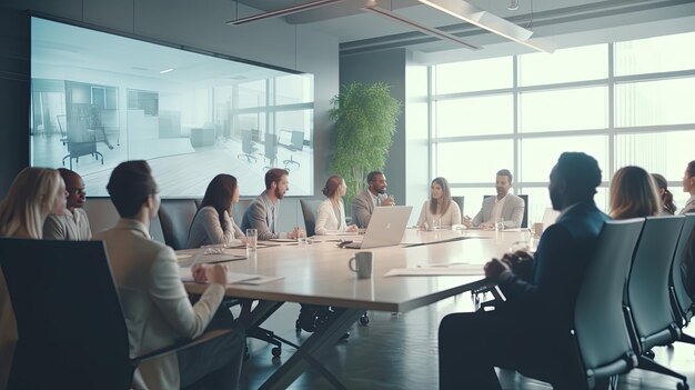 discusión en la reunión de la oficina