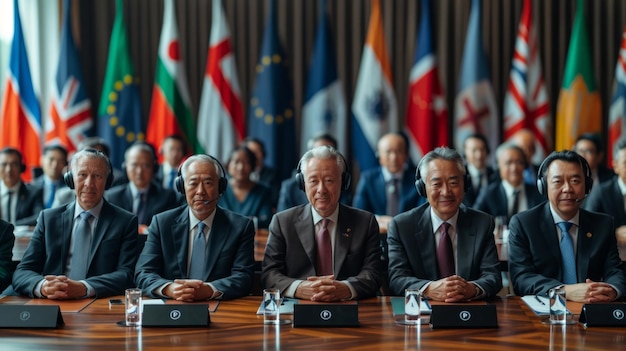 Foto discutiendo planes futuros con otros líderes políticos en una conferencia de prensa