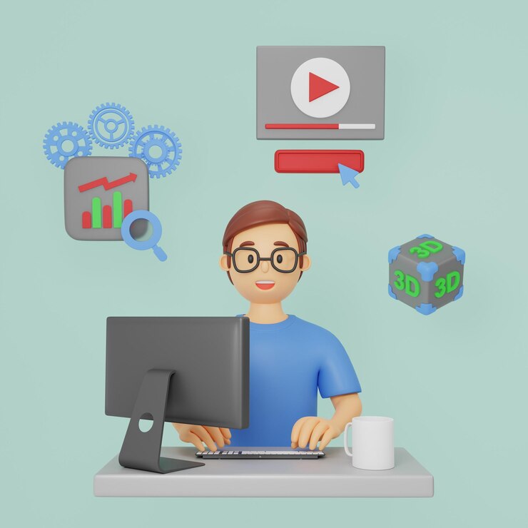 Foto diseñador 3d creativo en el trabajo