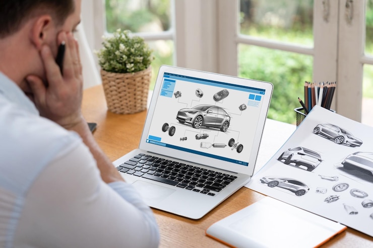 Foto el diseñador de automóviles subrayó después de descubrir defectos de diseño en el prototipo de automóvil eléctrico de su compañía.