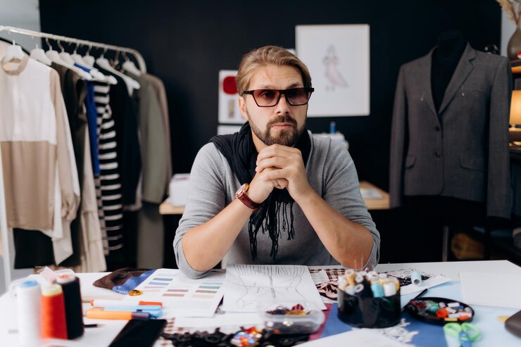 Diseñador creativo pensativo en el trabajo
