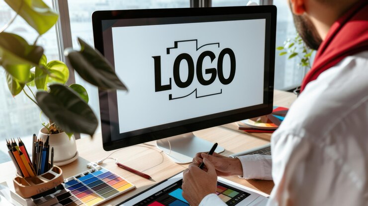 Foto el diseñador en el escritorio