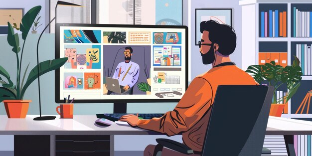 Diseñador gráfico y IA en el moderno OpenPlan Office AIG60