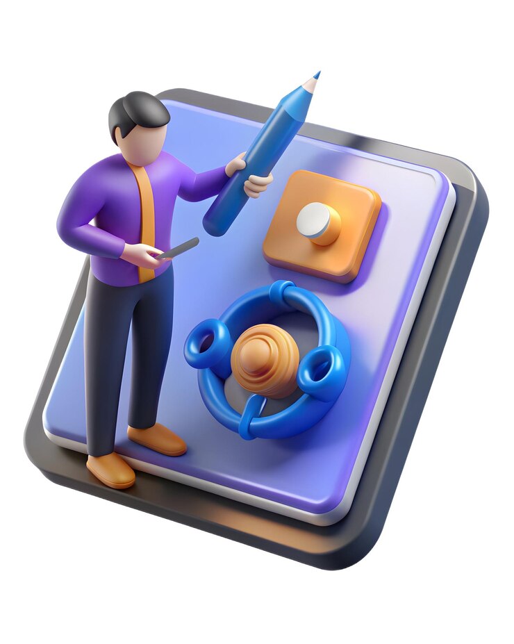 Foto diseñador de iconos 3d creando un logotipo brillante en la tableta en un estudio creativo zoomar para ver el logotipo en la pantalla de la tableta