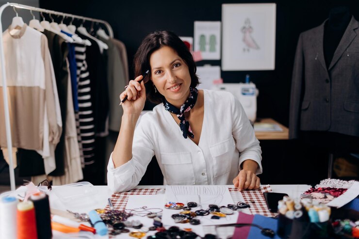 Diseñador de moda dibujando bocetos