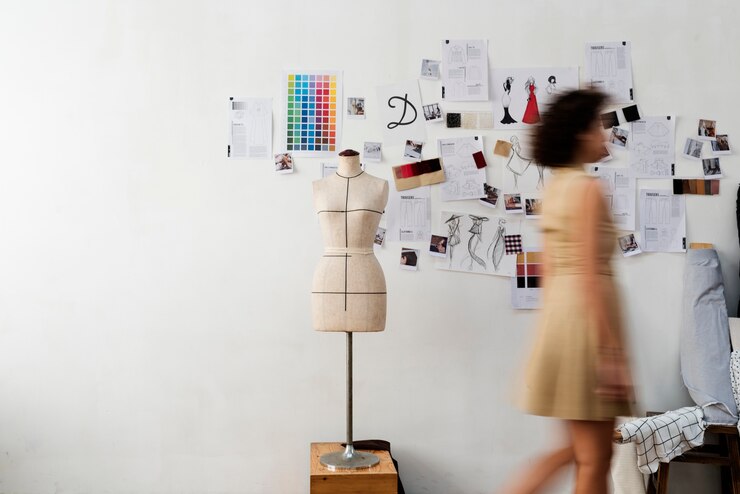El diseñador de moda está trabajando en un proyecto