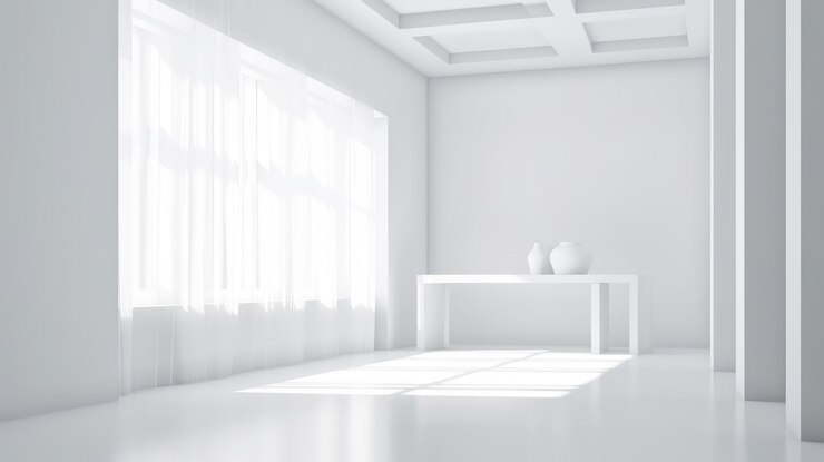 diseñador y moderno concepto de sala de estar o comedor vacío en 3D