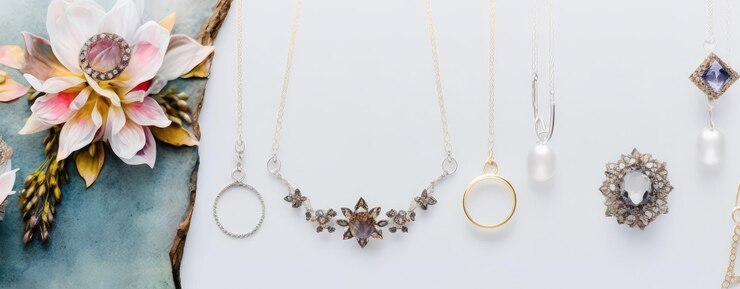 diseñador y precioso accesorio de joyería pancarta con toque glamuroso generativo ai