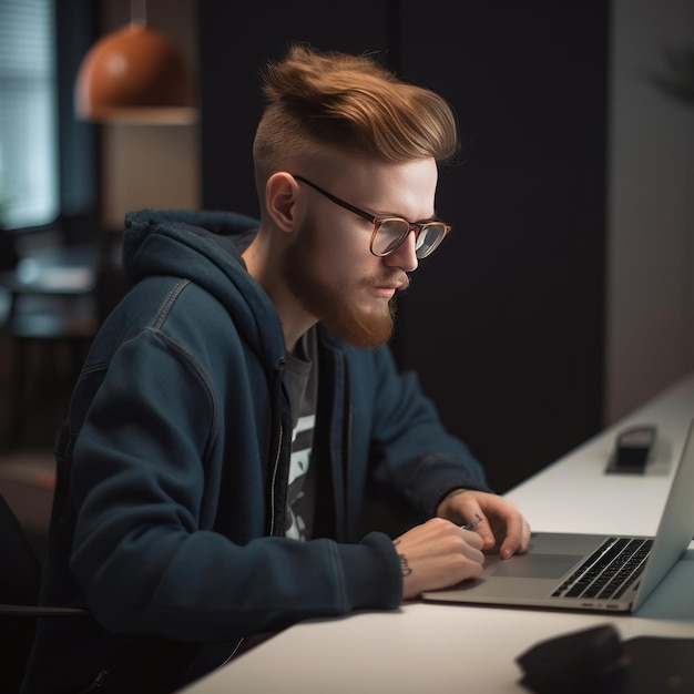 Diseñador trabajando en una computadora portátil en una oficina